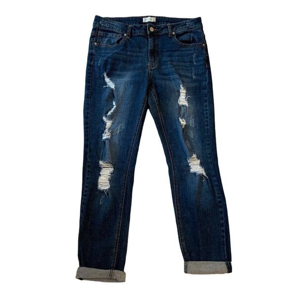 Altar’d State Distressed Dark Rinse Boyfriend Jeans Size 27 - Picture 1 of 11